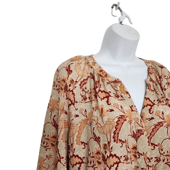 Melloday Anthropologie Womens Floral Boho Popover Blouse Tunic Oversized Small. - Picture 6 of 10
